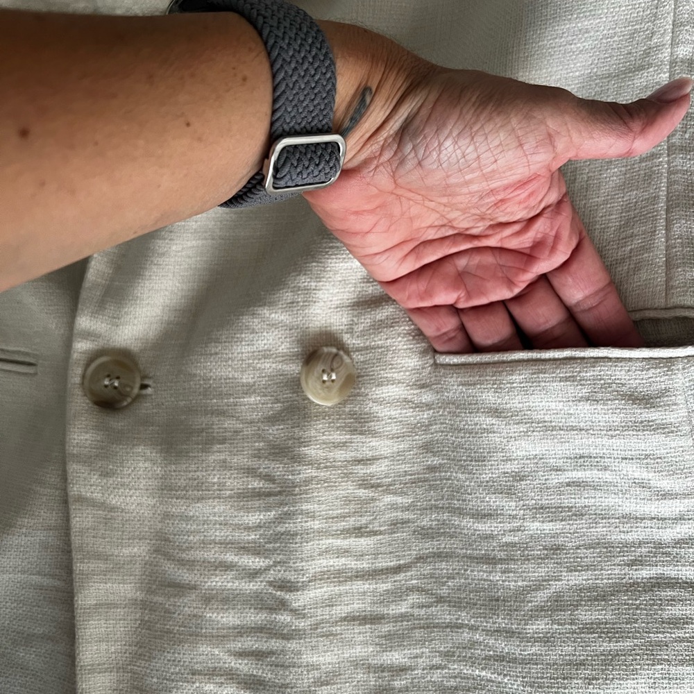 H&M Cream Double-Breasted Blazer Linen blend - Picture 6 of 9
